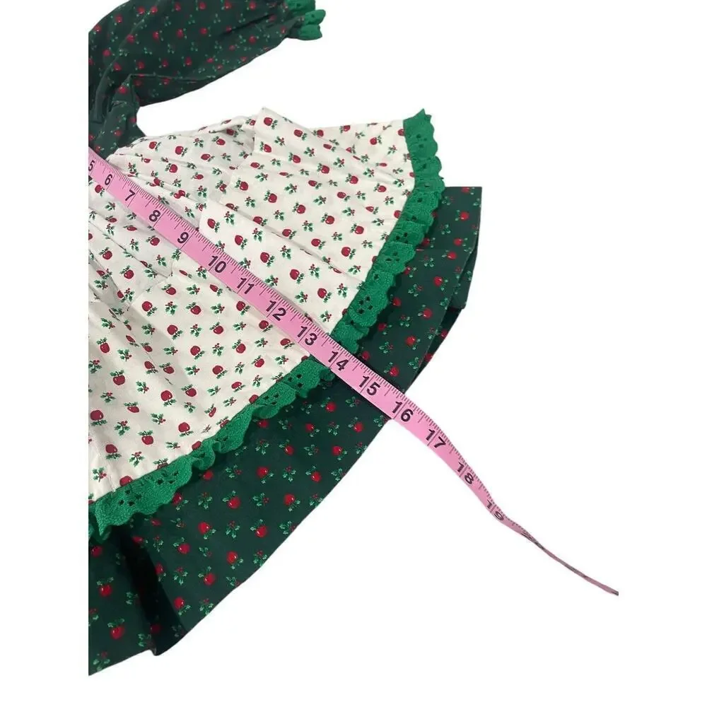 Handmade‎ Red Green Holiday Christmas Photo Apple Baby Girl Dress 12 Months?